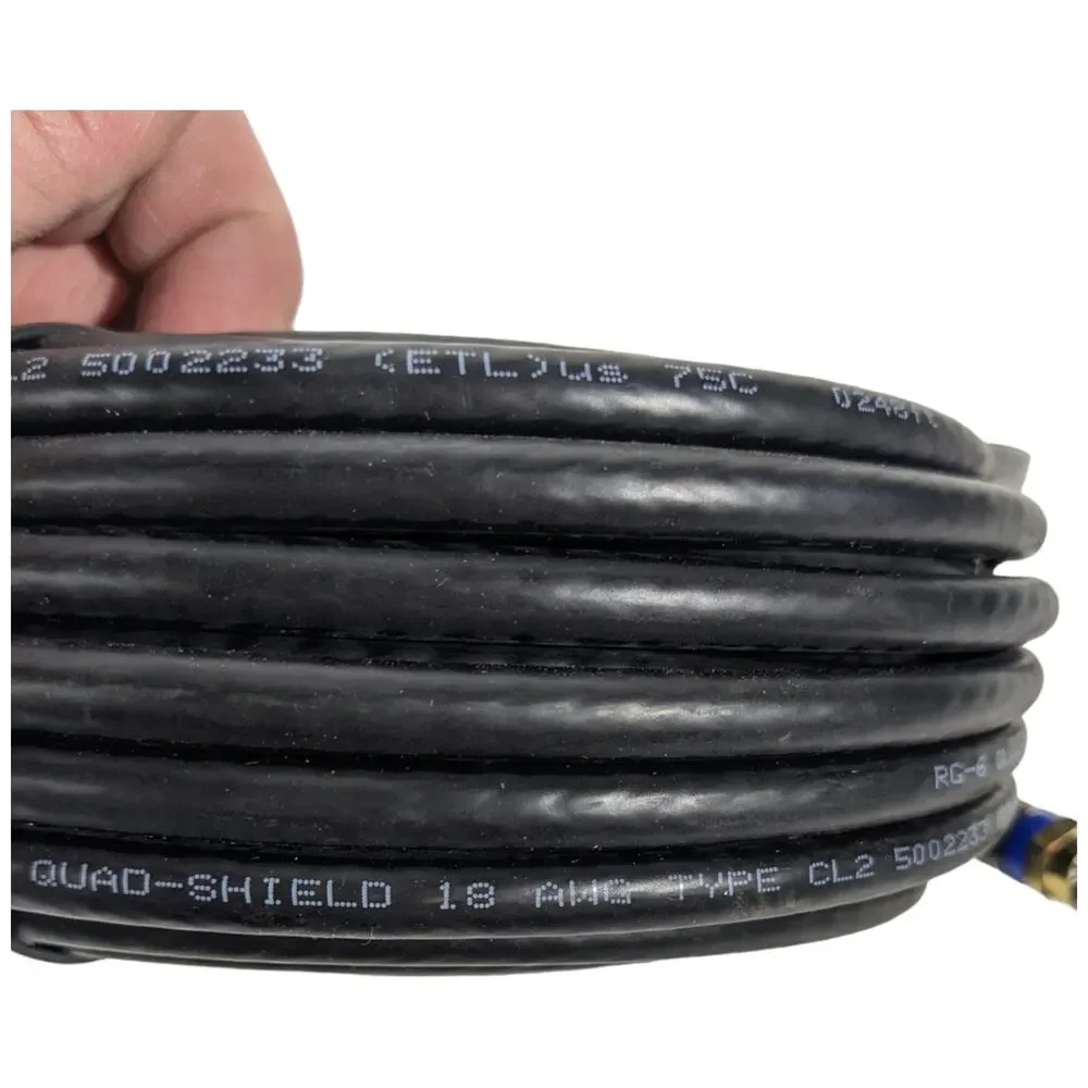 50 Foot Coax Cable BLACK WEB Blackweb 18 AWG Quad Shield Cable TV Internet Modem
